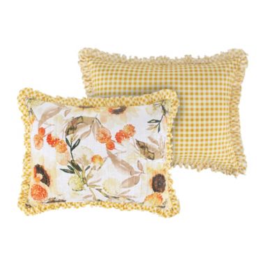 Greenland Home Somerset Ruffle-Trimmed Quilted Reversible Pillow Sham, Standard 20x26-inch, Gold. View a larger version of this product image.