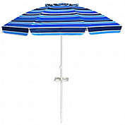 Costway 7.2 FT Portable Outdoor Beach Umbrella with Sand Anchor and Tilt Mechanism for  Poolside and Garden-Navy