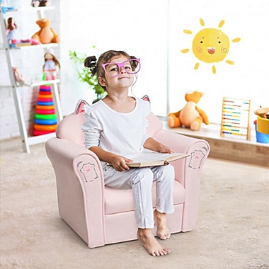Costway Kids Cat Armrest Couch Upholstered Sofa. View a larger version of this product image.