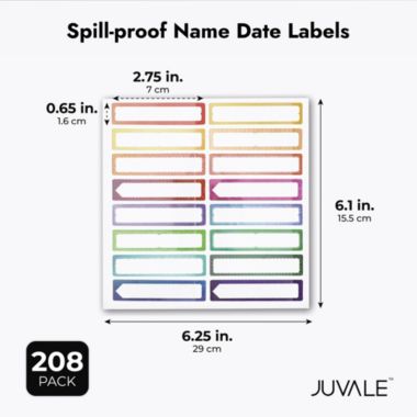 Juvale Name Date Jar Label Stickers for Kids Daycare, Baby Bottles (2.5 x 0.5 In, 208 Pack). View a larger version of this product image.
