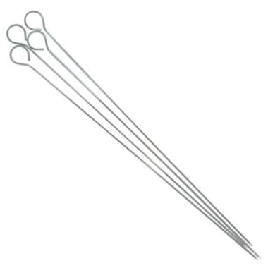 Mr Bar-B-Q 4 Piece Chrome BBQ Skewers 15" Inch Long Easy To Clean 02002YA. View a larger version of this product image.