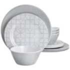 Alternate image 0 for Laurie Gates California Designs Summer Bloom 12 Piece Melamine Dinnerware Set in Silver