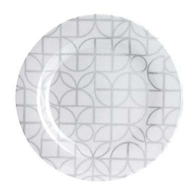 Laurie Gates California Designs Summer Bloom 12 Piece Melamine Dinnerware Set in Silver. View a larger version of this product image.