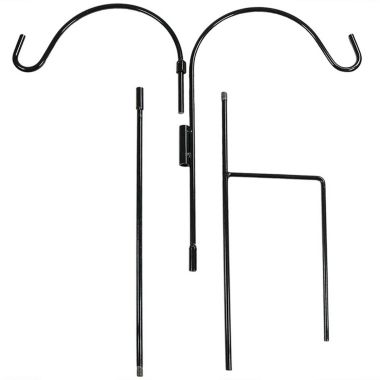 Sunnydaze Outdoor Heavy-Duty Steel Hanging Bird Feeder Plant Double Shepherd Hooks - 48" Black - 2pk. View a larger version of this product image.
