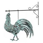 Alternate image 0 for Contrast Metal Verdigris Copper Rooster Wall Bracket Hanging Sculpture Outdoor Home Decor