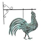 Alternate image 2 for Contrast Metal Verdigris Copper Rooster Wall Bracket Hanging Sculpture Outdoor Home Decor