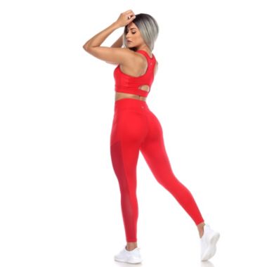 White Mark Women's Racer Back Sports Bra & Mesh Leggings Set. View a larger version of this product image.