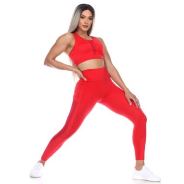 White Mark Women's Racer Back Sports Bra & Mesh Leggings Set. View a larger version of this product image.