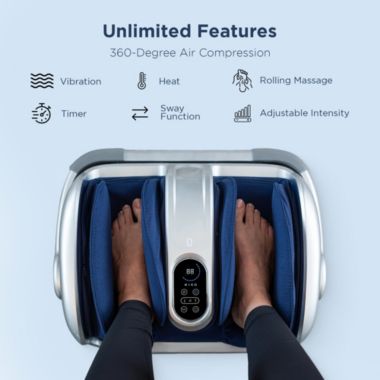 Miko Shiatsu Foot, Calf and Ankle Massager with Heat in Silver/Blue. View a larger version of this product image.