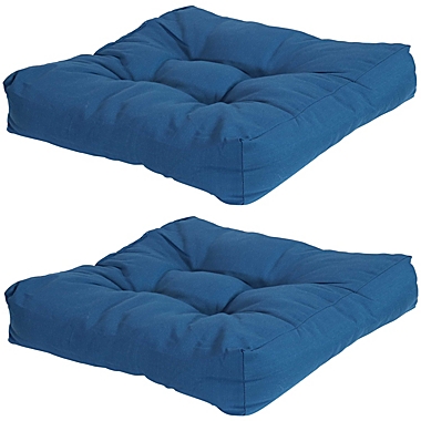 Sunnydaze Indoor/Outdoor Replacement Square Tufted Patio Chair Seat and Back Cushions - 20" - Blue - 2pk. View a larger version of this product image.