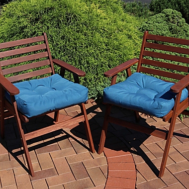 Sunnydaze Indoor/Outdoor Replacement Square Tufted Patio Chair Seat and Back Cushions - 20" - Blue - 2pk. View a larger version of this product image.