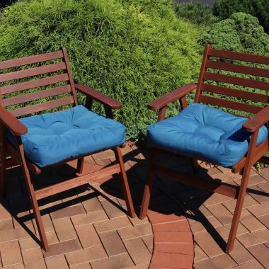 Sunnydaze Indoor/Outdoor Replacement Square Tufted Patio Chair Seat and Back Cushions - 20" - Blue - 2pk. View a larger version of this product image.