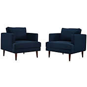 Modway Furniture Agile Upholstered Fabric Armchair Set of 2, Blue