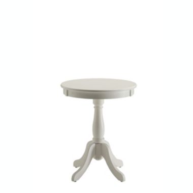 HomeRoots Furniture Solid Wood Round Pedestal Side Table with 4 Stylish Knee Legs, White - 18" x 18" x 22". View a larger version of this product image.