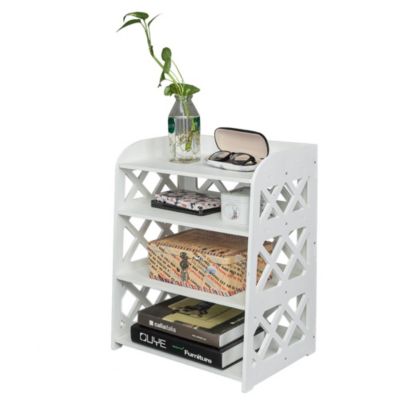 Inq Boutique Wood Plastic Board 4-storey Locker Bedside Cabinet Tea Table Coffee Table White RT
