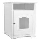Alternate image 0 for Arf Pets Designer Enclosed Cat Litter Box Furniture House with Table, Cat Washroom Hidden House Enclosure, White