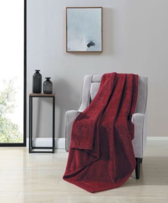 Kate Aurora Ultra Soft & Plush Herringbone Fleece Throw Blanket Covers - Burgundy Color
