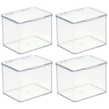 mDesign Stackable Closet Shoe Storage Bin Box with Lid, Clear, 4-Pack. View a larger version of this product image.