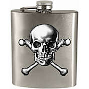 Spoontiques Silver Skull and Crossbones Hip Flask