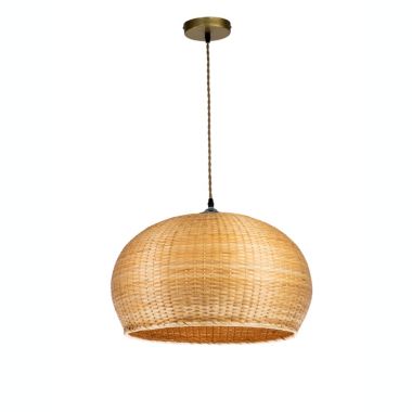 ELE Light & Decor Victoria 1-Light Beige Pendant Design Pendant Light with Rattan Shade. View a larger version of this product image.