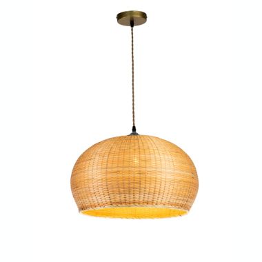 ELE Light & Decor Victoria 1-Light Beige Pendant Design Pendant Light with Rattan Shade. View a larger version of this product image.