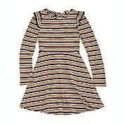 Aqua Girl&#39;s Ribbed & Striped Skater Dress Multi Size XL