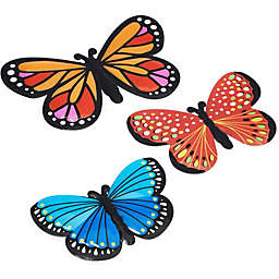 Patio Polystone 8" Round ~ Kitchen Nursery Bedroom Butterflies 3D Wall Clock 