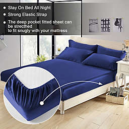 Kitcheniva KING Size Luxury Bed Sheet  Silk Bedding, Blue