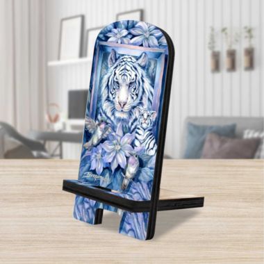 Designocracy Tiger in the Garden Cell Phone Stand Wildlife Decor Wood Mobile Tablet Holder Charging Station Organizer - 892096-JB. View a larger version of this product image.
