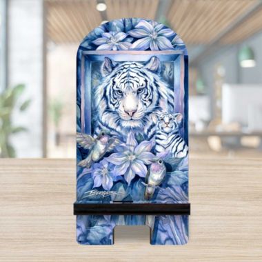 Designocracy Tiger in the Garden Cell Phone Stand Wildlife Decor Wood Mobile Tablet Holder Charging Station Organizer - 892096-JB. View a larger version of this product image.