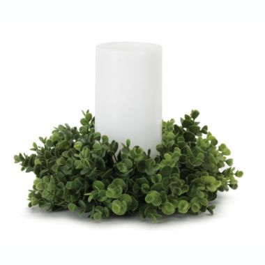 Melrose Home Decorative Eucalyptus Candle Ring (Set of 6) 12"D Plastic (fits a 4" candle). View a larger version of this product image.