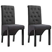 vidaXL Dining Chairs 2 pcs Dark Gray Fabric