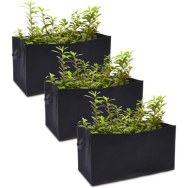 Okuna Outpost Rectangle Grow Bags with Handles for Vegetables, Fabric Planter (23.6 x 11.8 in, 3 Pack). View a larger version of this product image.