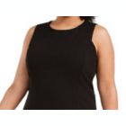 Alternate image 2 for Betsey Johnson Girl's Eyelet Solid Sleeveless Boat Neck Knee Length Shift Wear to Work Dress Black Size 20W