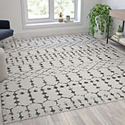 Emma and Oliver 8&#39; x 10&#39; Ivory and Gray Geometric Style Modern Bohemian Design Area Rug