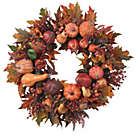 Alternate image 1 for Nearly Natural Autumn Harvest Maple Berries and Pinecones Wreath, Orange - 28-Inch