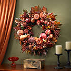 Alternate image 2 for Nearly Natural Autumn Harvest Maple Berries and Pinecones Wreath, Orange - 28-Inch