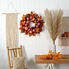 Alternate image 3 for Nearly Natural Autumn Harvest Maple Berries and Pinecones Wreath, Orange - 28-Inch