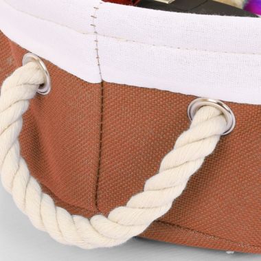 PiccoCasa Fabric Storage Bins, Storage Baskets with Cotton Handles Foldable Storage Bins Laundry Clothes Towel Box Organizer W Drawstring Closure for Home Shelves Closet Orange 14.2"x10.8"x4.7". View a larger version of this product image.