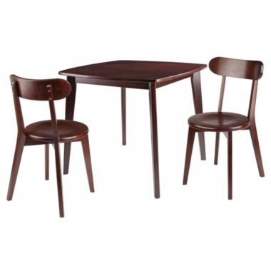 Pauline 3-Pc Dining Table with H-Leg Chairs, Walnut. View a larger version of this product image.