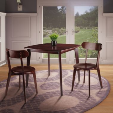 Pauline 3-Pc Dining Table with H-Leg Chairs, Walnut. View a larger version of this product image.