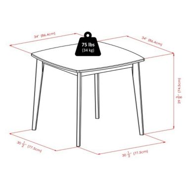 Pauline 3-Pc Dining Table with H-Leg Chairs, Walnut. View a larger version of this product image.