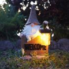 Alternate image 2 for VP Home Welcome Gnome with Lantern and Frog Solar Powered LED Outdoor Decor Garden