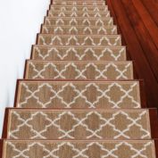 SussexHome Stair Treads - Carpet Strips for Indoor Stairs - Easy to Install with Double Adhesive Tape - Safe, 9" X 28" - 4-Pack - Beige