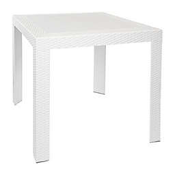 LeisureMod Mace Weave Design Outdoor Dining Table - White