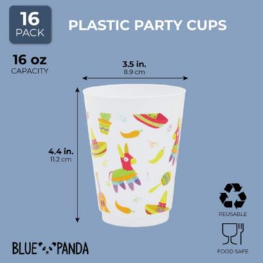 Blue Panda Fiesta Party Supplies, Reusable Plastic Cups (16 Pack). View a larger version of this product image.
