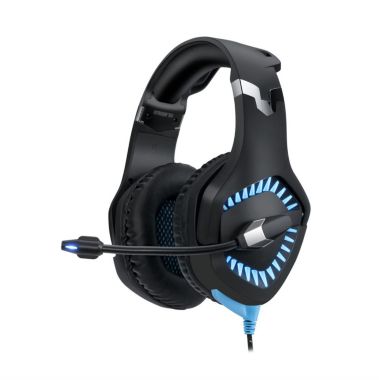 Adesso - Gaming Headset with Boom Mic Noise Cancelling USB 7.1 Surround Sound Inline Control Module LED Lighting PC/Console Compatible - Black. View a larger version of this product image.