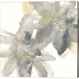 Metaverse Art Gray and Silver Flowers II by Chris Paschke 12-Inch x 12-Inch Canvas Wall Art
