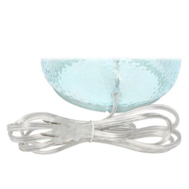 Elegant Designs Textured Glass Table Lamp with Fabric Drum Shade - Clear Blue. View a larger version of this product image.