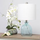 Alternate image 2 for Elegant Designs Textured Glass Table Lamp with Fabric Drum Shade - Clear Blue